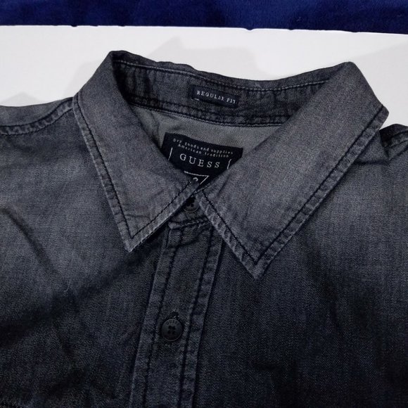 Guess Grey Faded-Design Full Button-Up Shirt - Picture 5 of 13